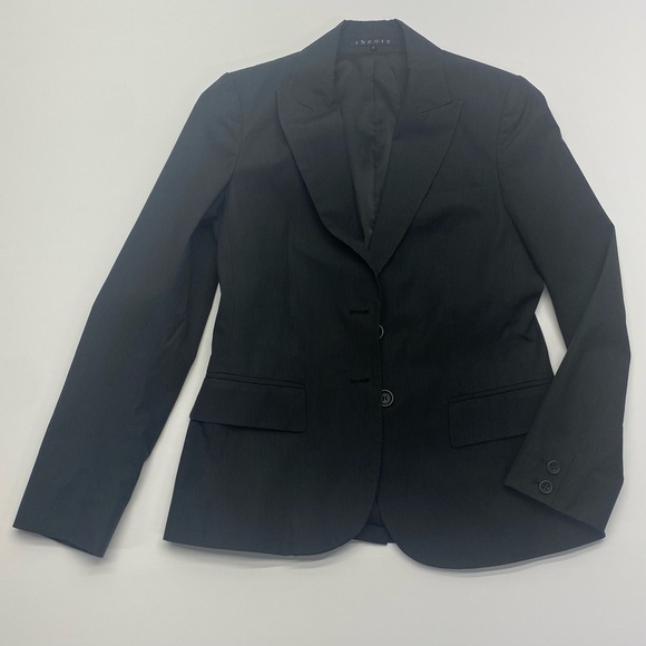 Theory Women’s Blazer 2 Black Pinstripe Tailored Stretch Notch Lapel Lined - Picture 5 of 13